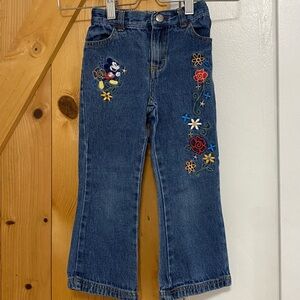 Y2K Disney Mickey Mouse Girls Embroidered Flare Jeans